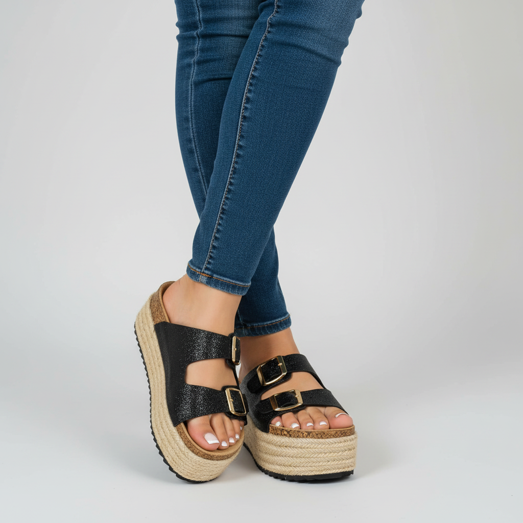 Sandalias Plataforma Glitter