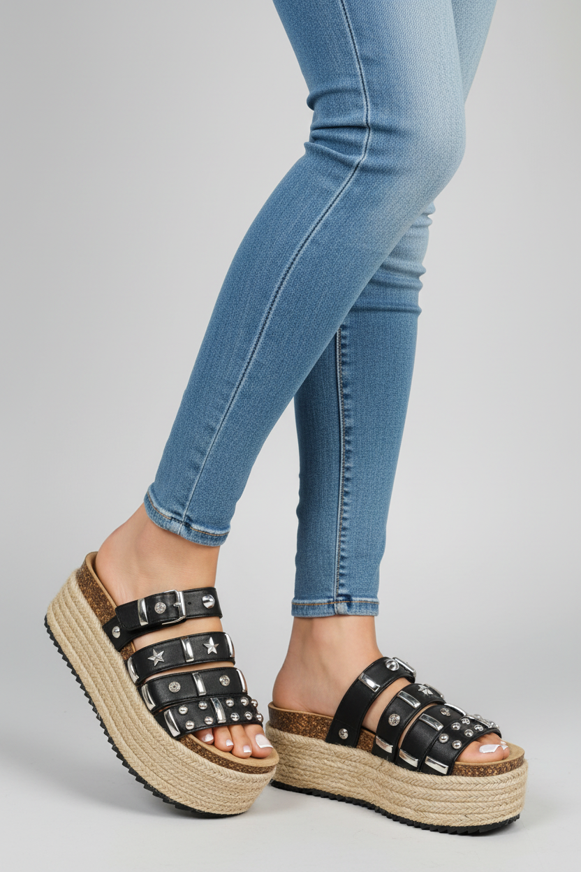 Sandalias Plataforma Tachas