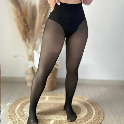 Panty Efecto Piel Con Faja Modeladora Push Up Térmica Forro Chiporro